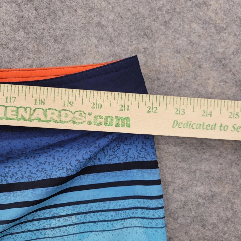 Rokka Rolla Board Shorts Mens XL Blue Orange Stripe Swim‎ Trunks Stretch Surf